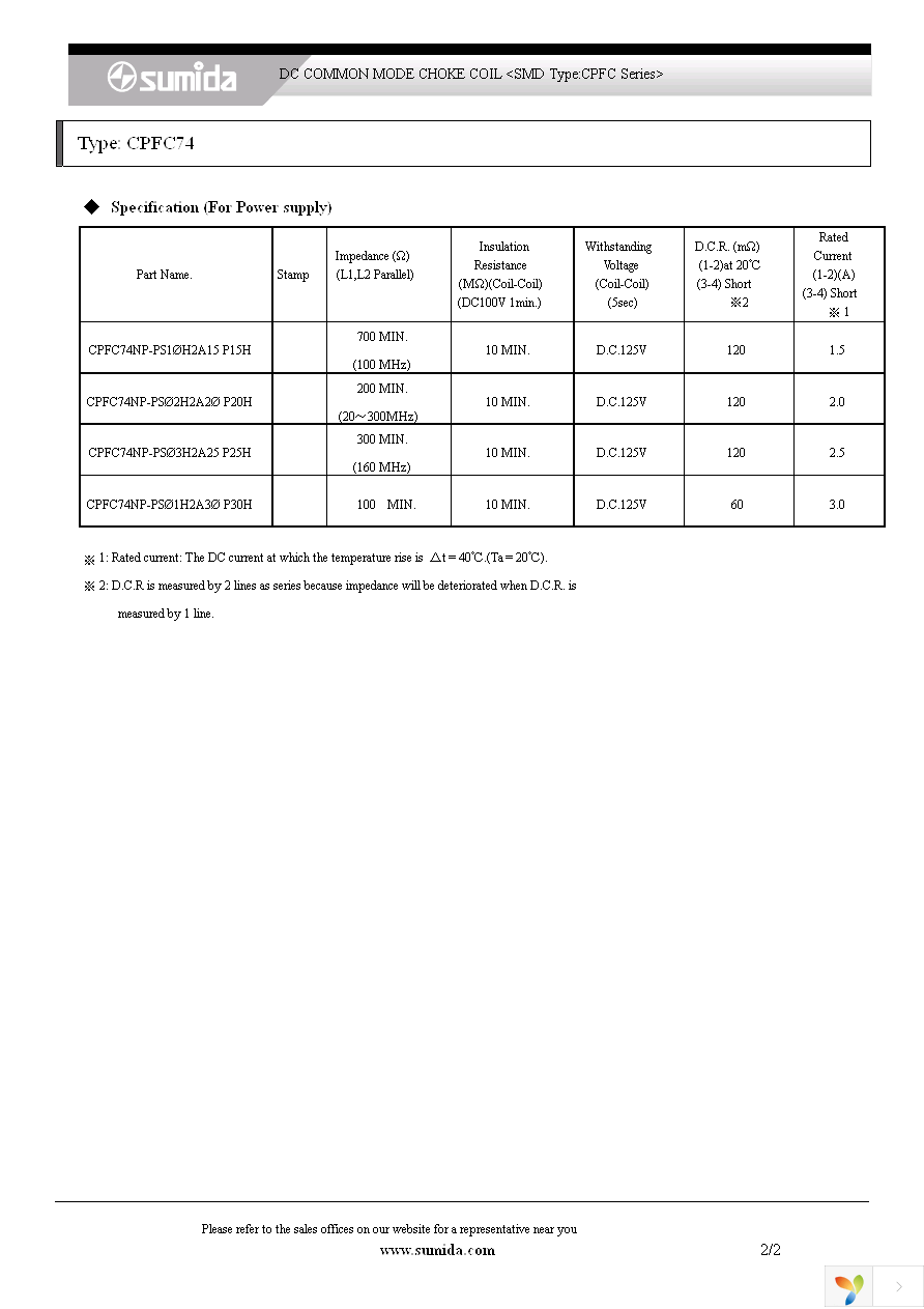 CPFC74NP-PS01H2A30 Page 2