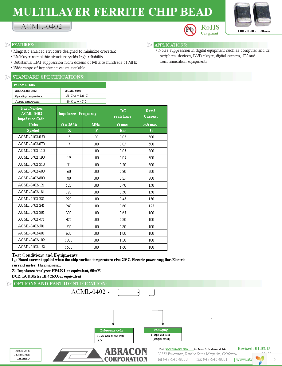 ACML-0402-110-T Page 1