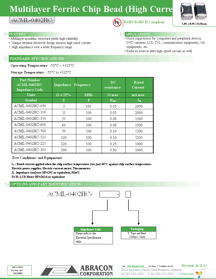 ACML-0402HC-050-T Page 1