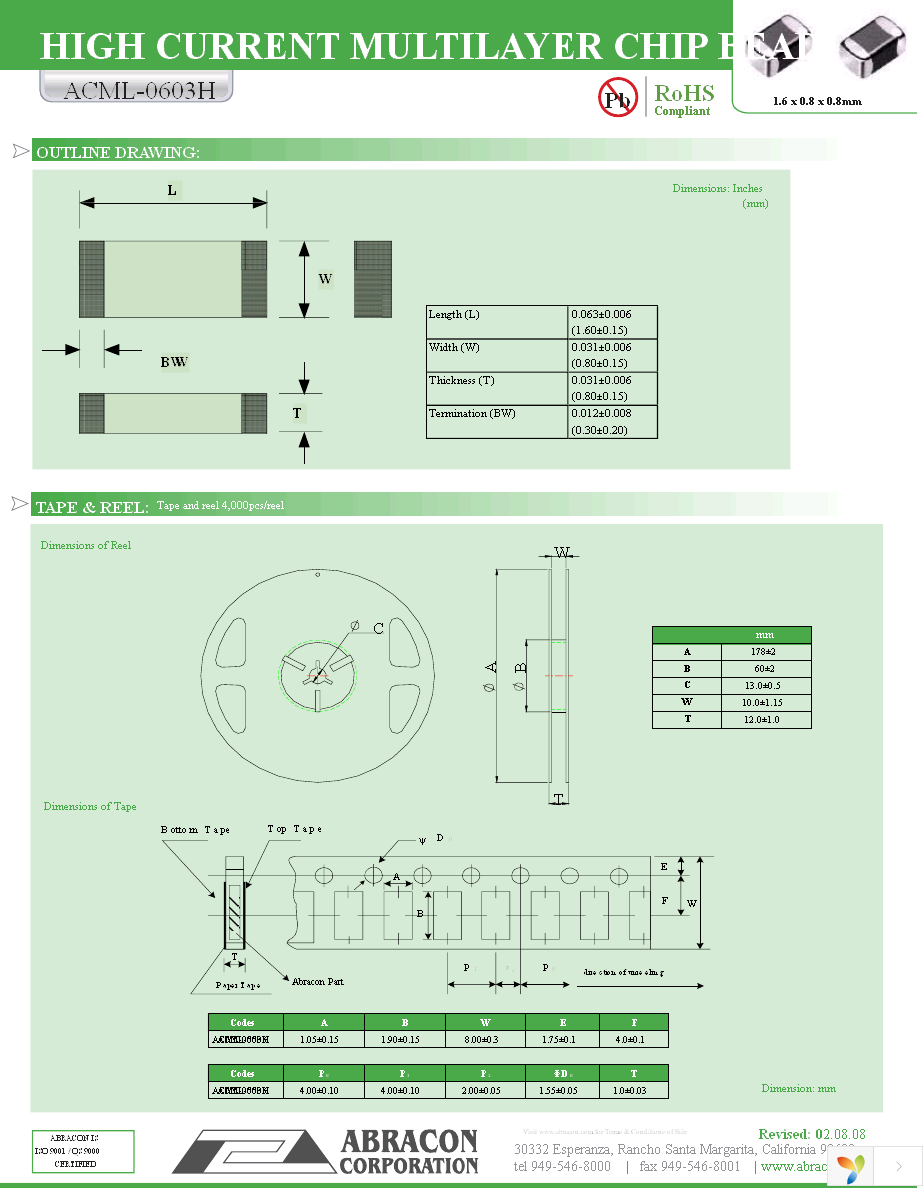 ACML-0603H-110-T Page 2