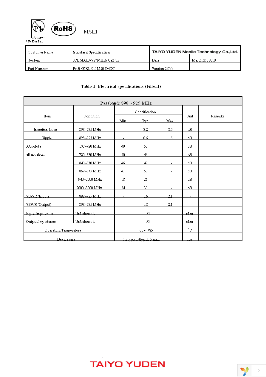 FAR-G5KL-911M50-D4XC-Z Page 1