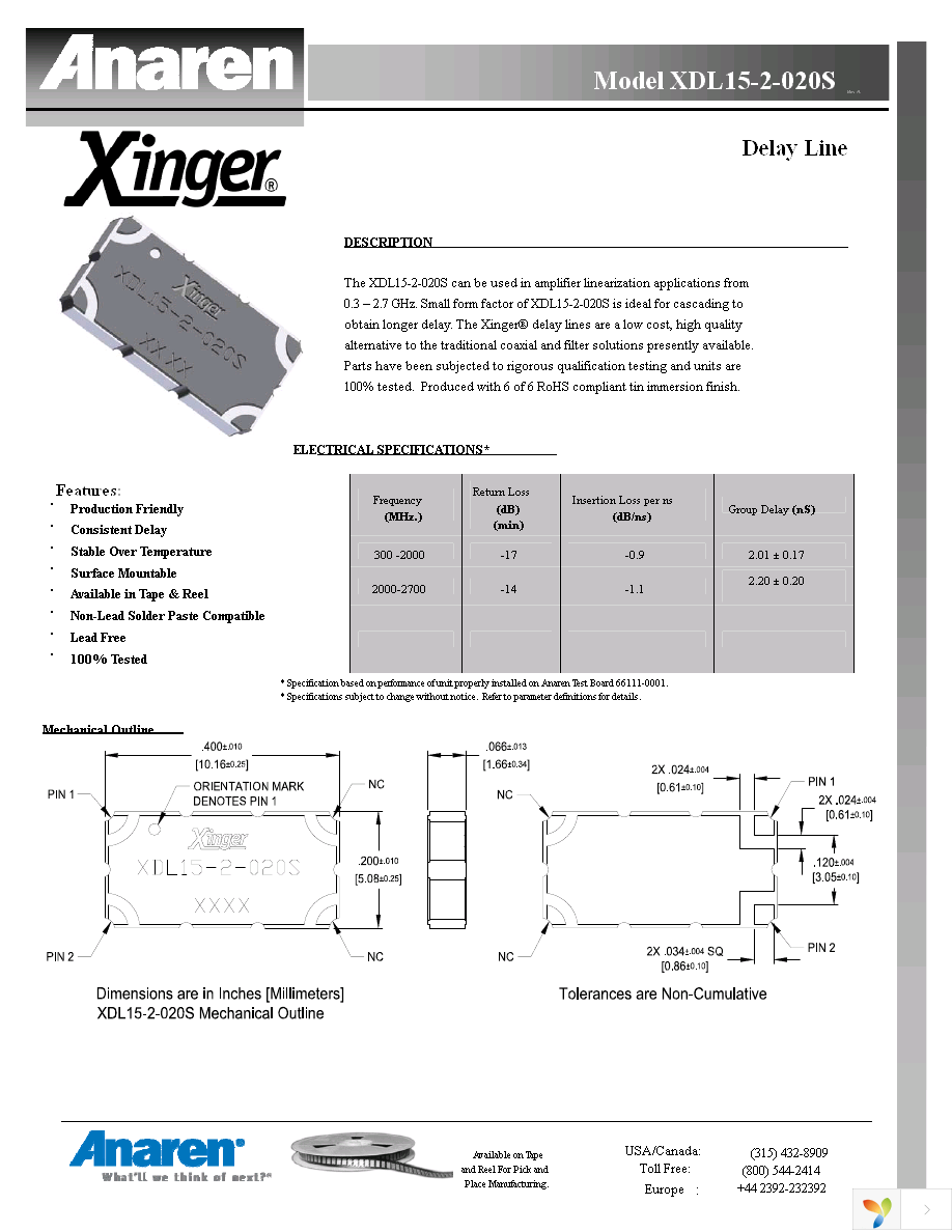 XDL15-2-020S Page 1