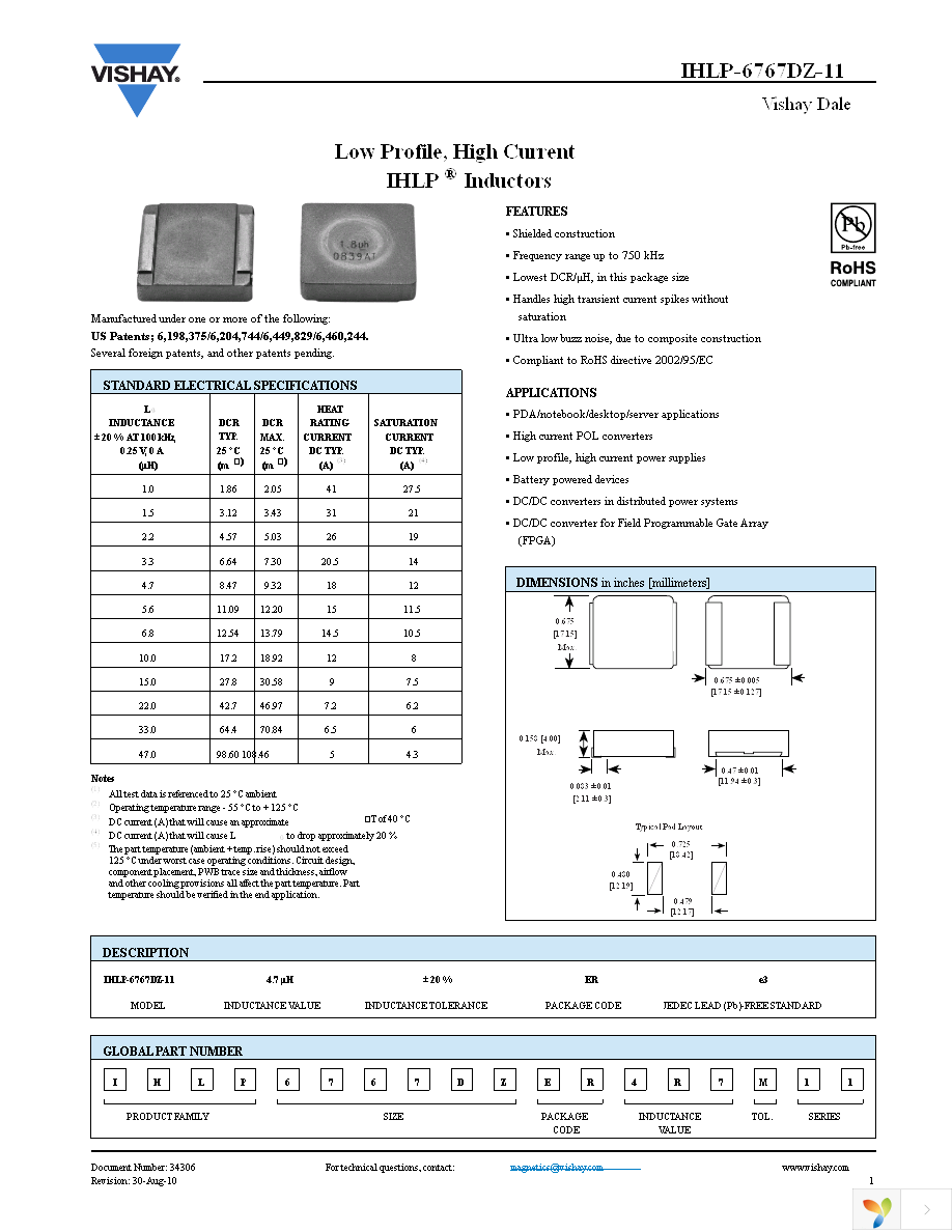 IHLP6767DZER330M11 Page 1