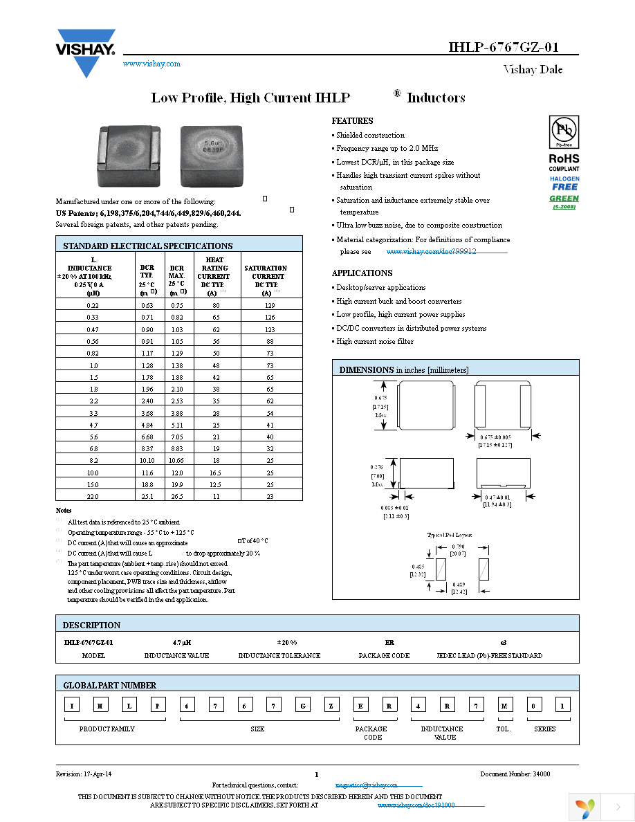 IHLP6767GZER6R8M01 Page 1