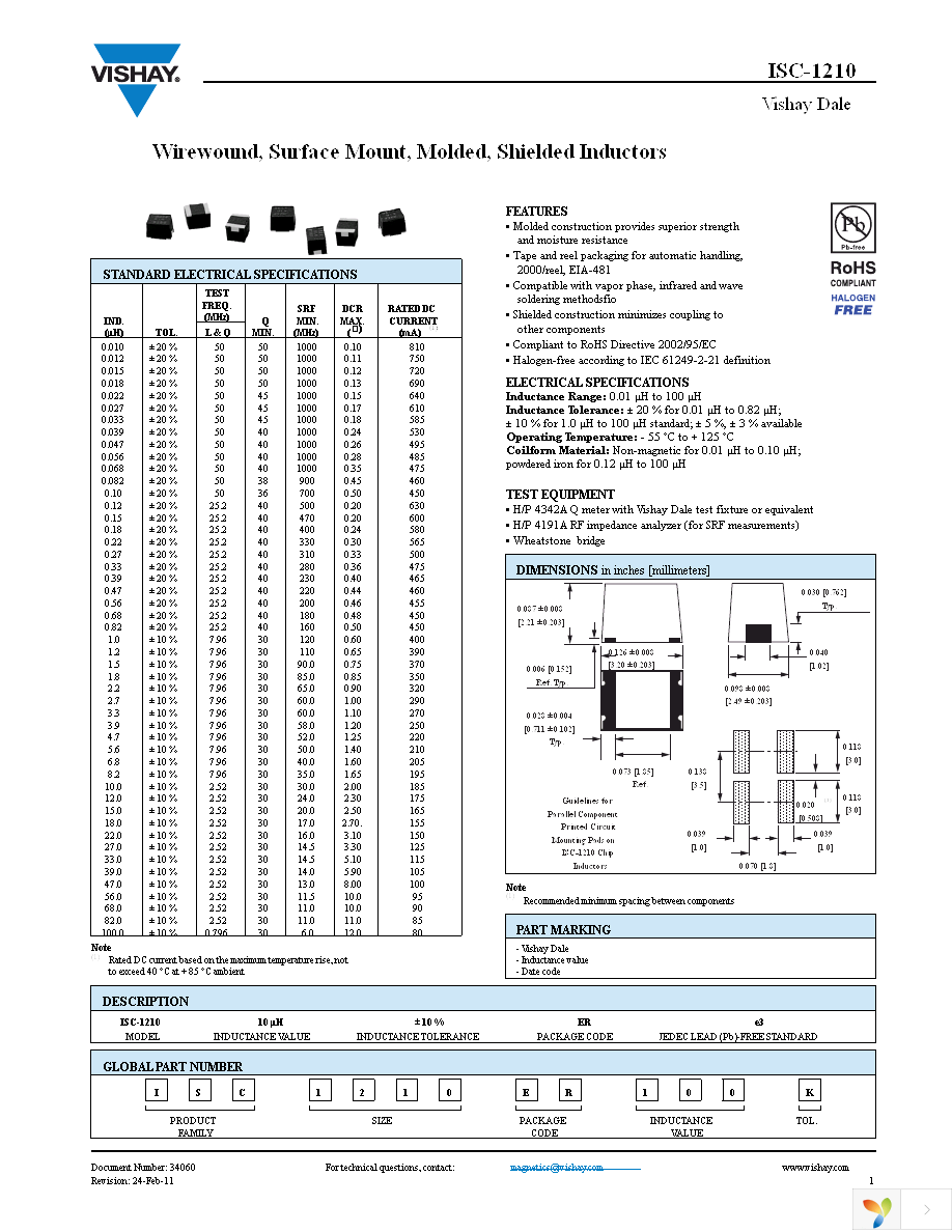 ISC1210ER1R0K Page 1