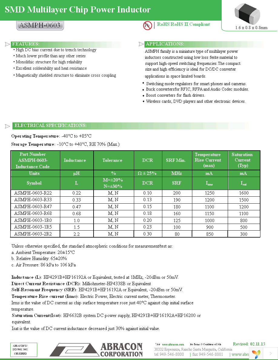 ASMPH-0603-1R5M-T Page 1