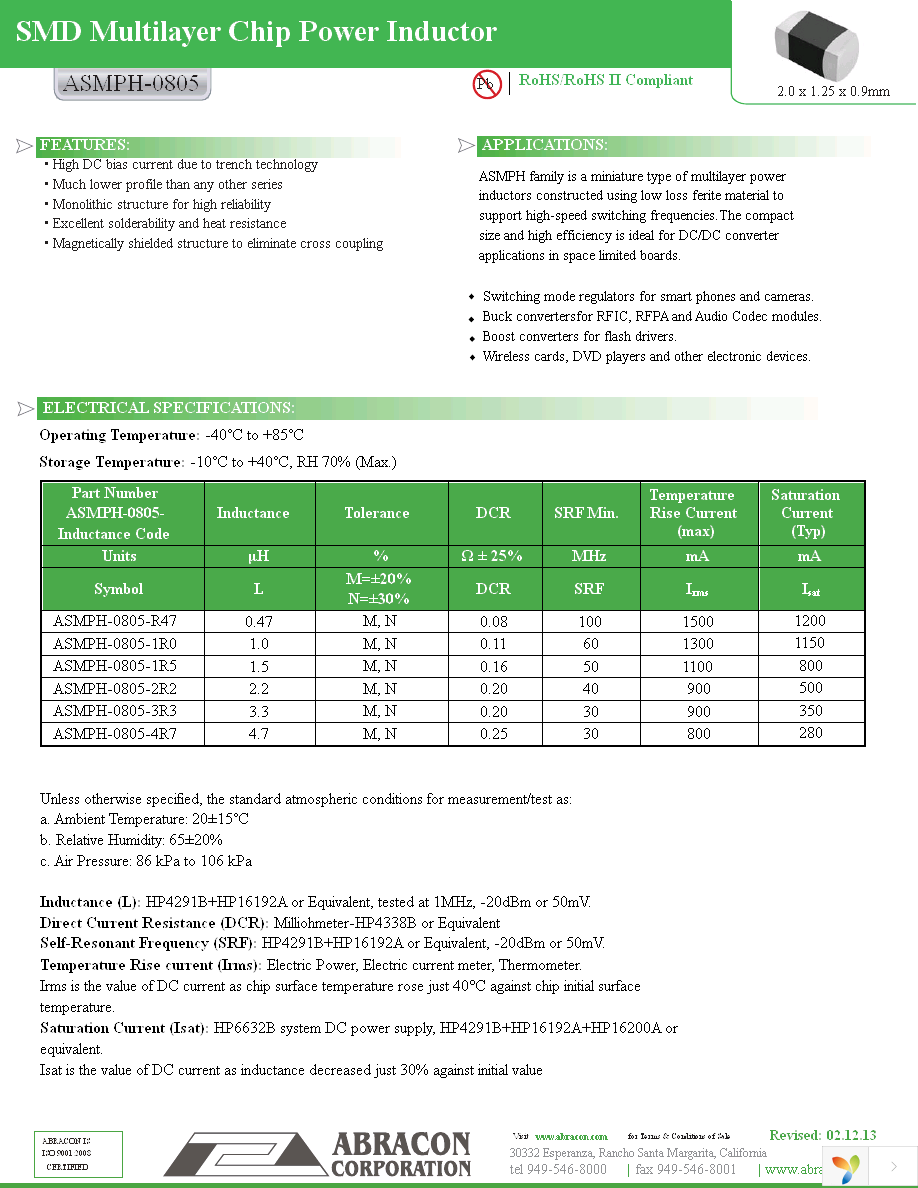 ASMPH-0805-1R0M-T Page 1