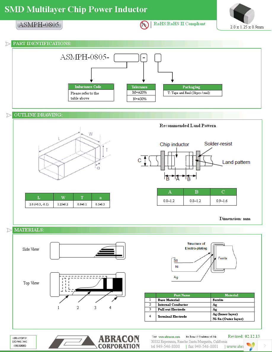 ASMPH-0805-1R0M-T Page 2