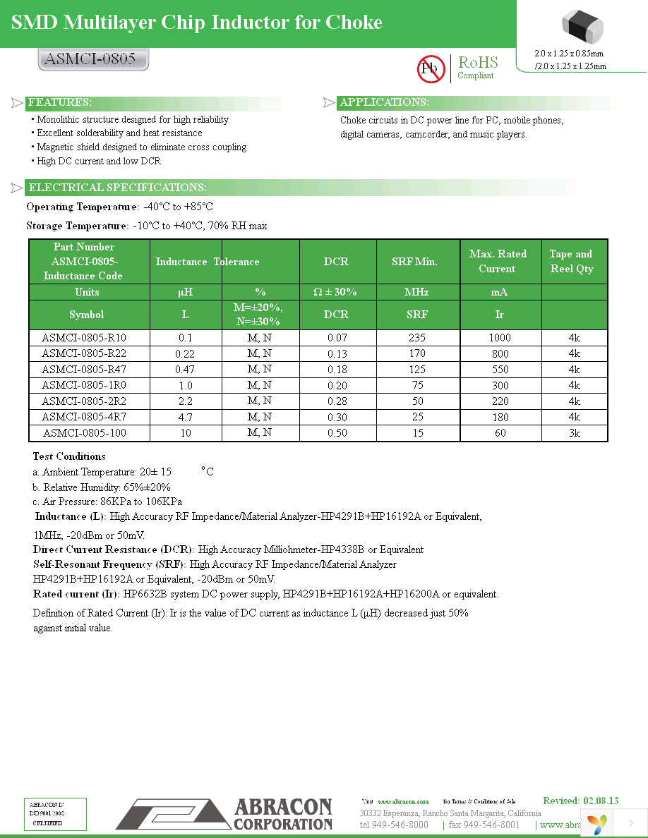 ASMCI-0805-1R0M-T Page 1