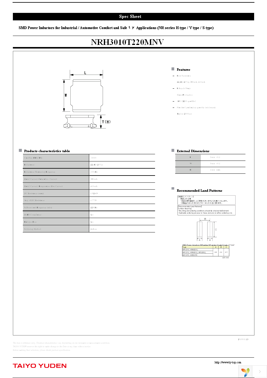 NRH3010T220MNV Page 1