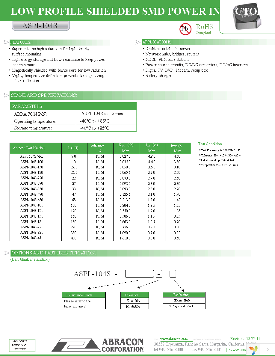 ASPI-104S-100M-T Page 1