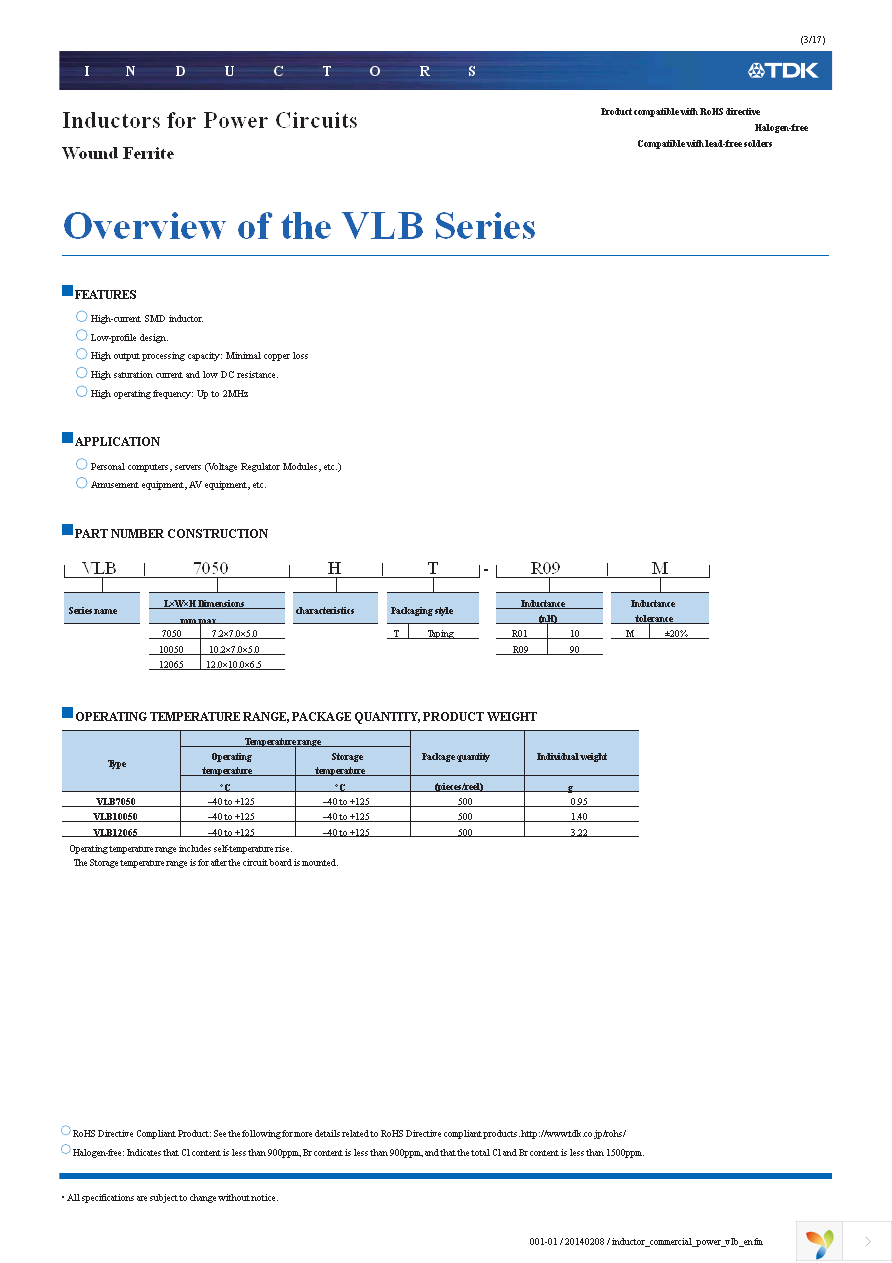VLB7050HT-R11M Page 3