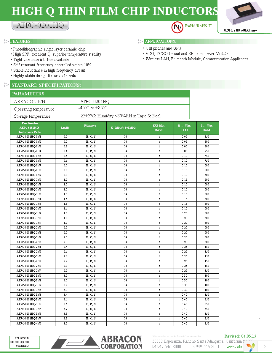 ATFC-0201HQ-3N9B-T Page 1