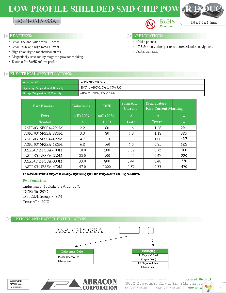 ASPI-0315FSSA-100M-T3 Page 1