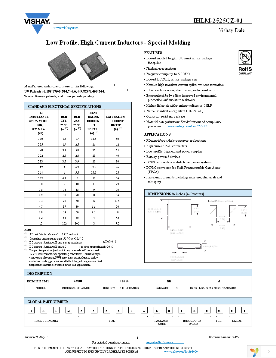 IHLM2525CZER1R5M01 Page 1