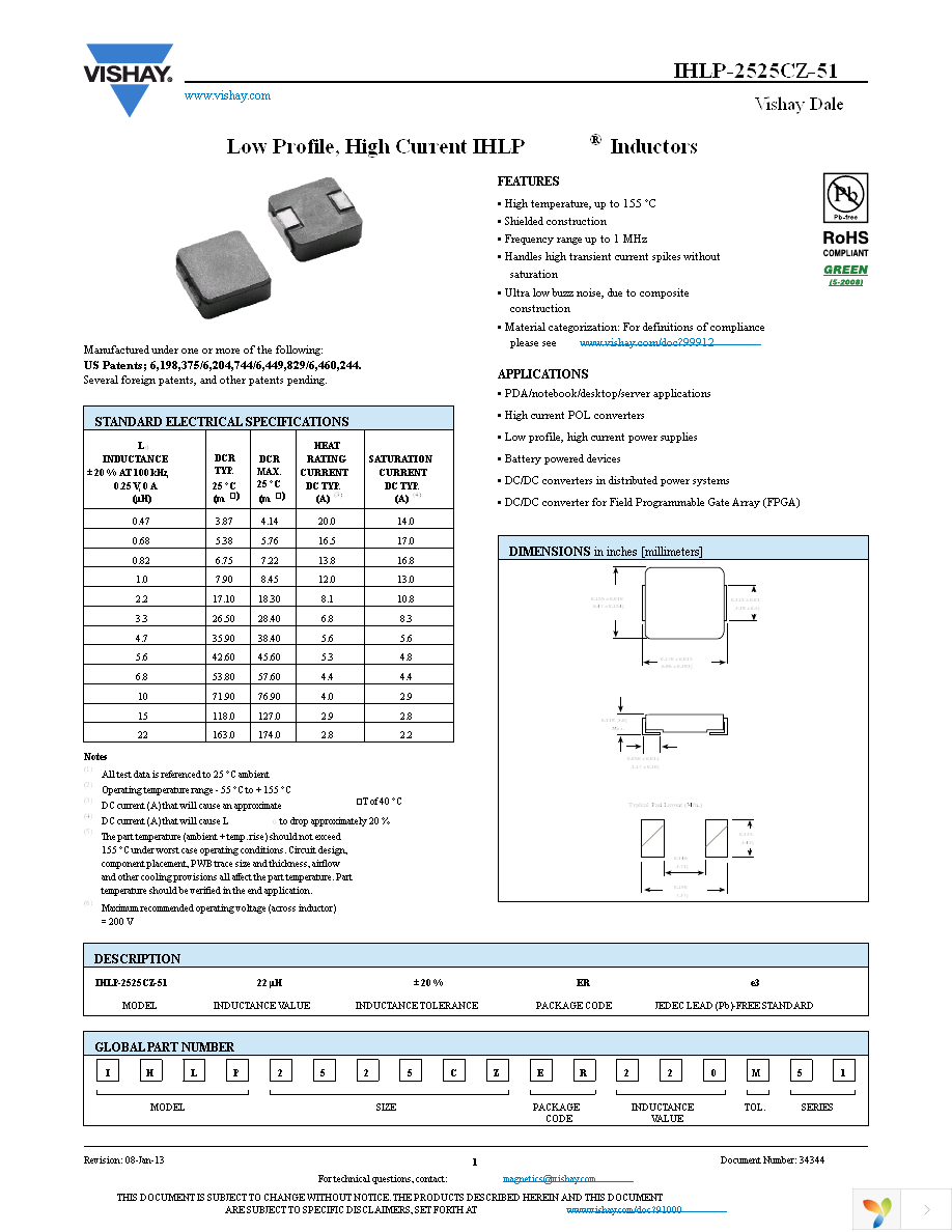 IHLP2525CZER4R7M51 Page 1