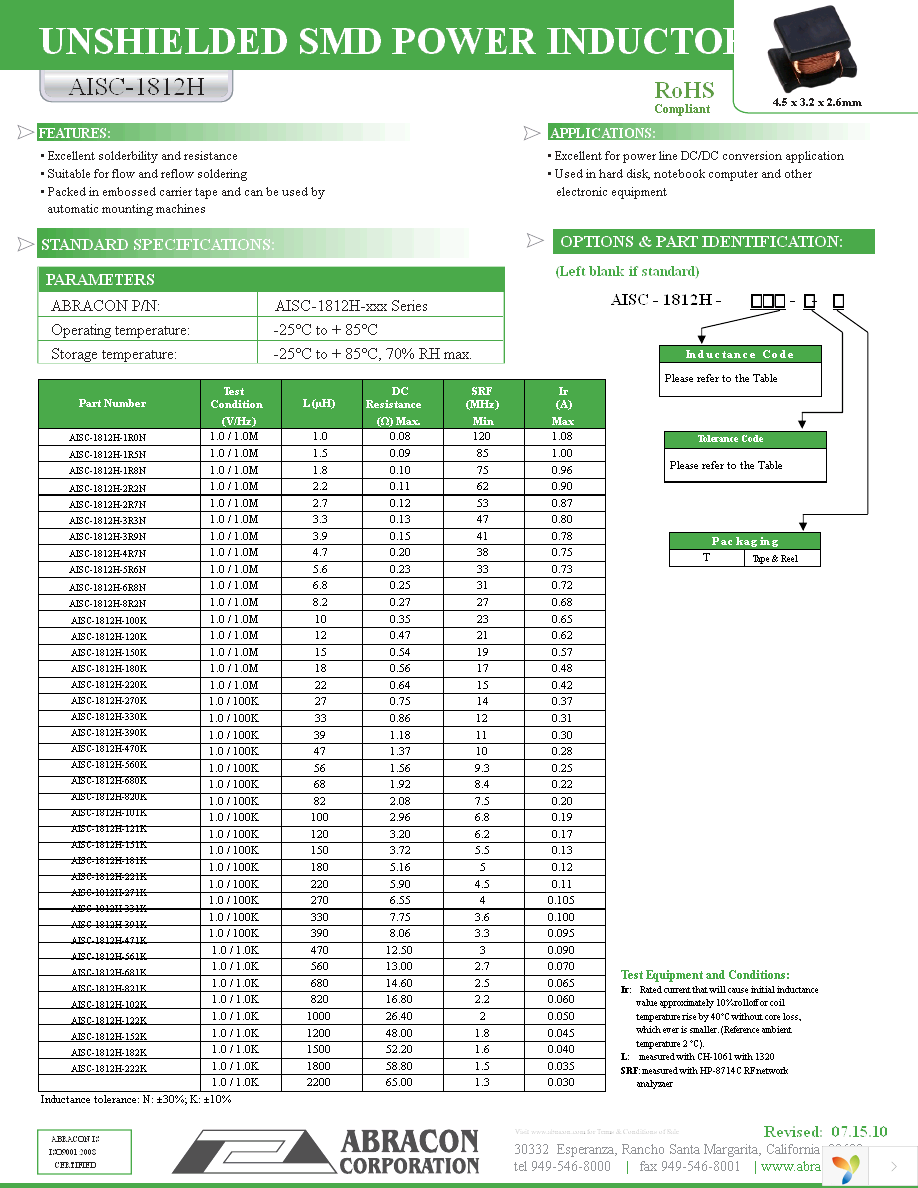 AISC-1812H-1R5N-T Page 1