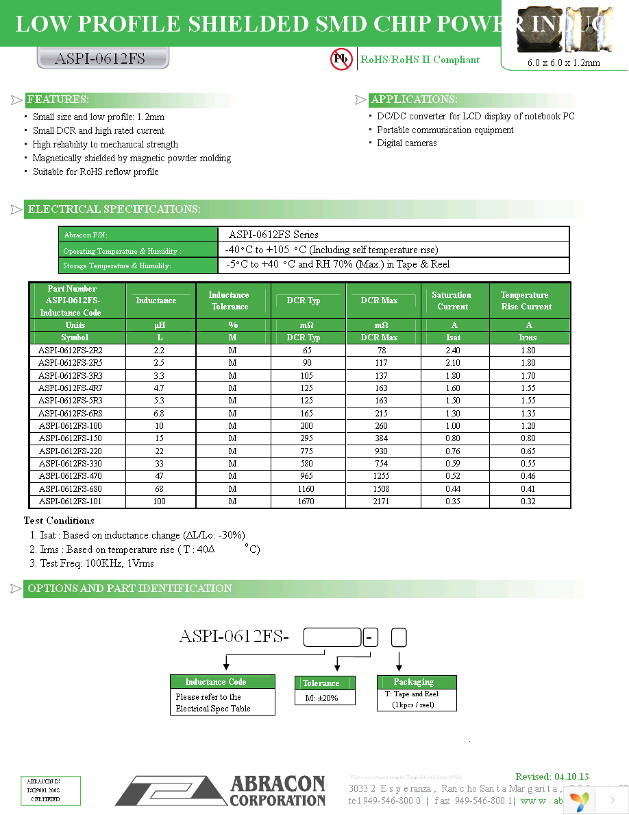 ASPI-0612FS-3R3M-T Page 1