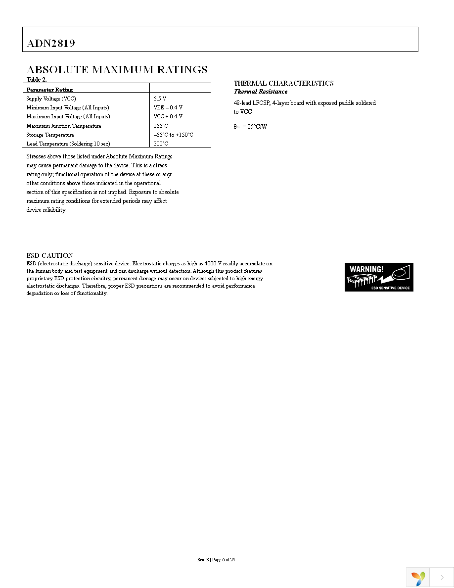 ADN2819ACPZ-CML Page 6