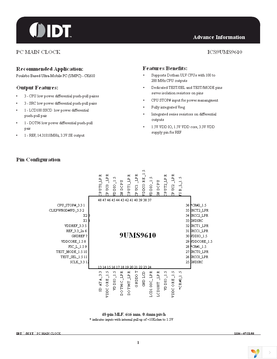 9UMS9610CKLFT Page 1