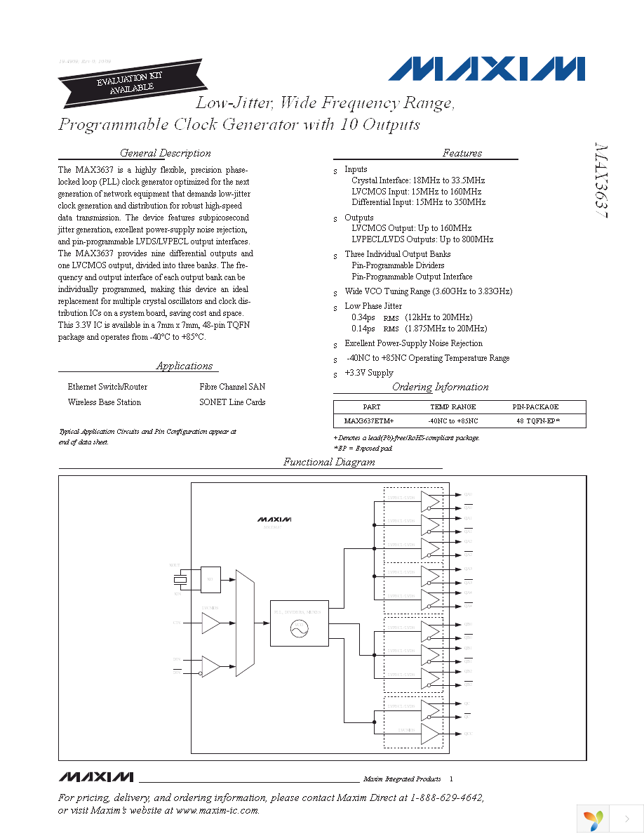 MAX3637ETM+T Page 1