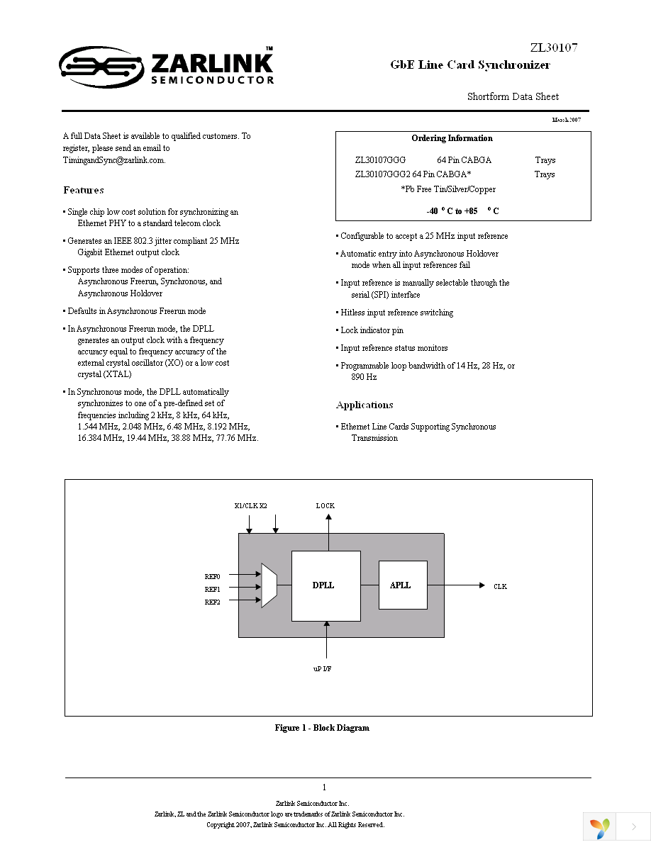 ZL30107GGG Page 1