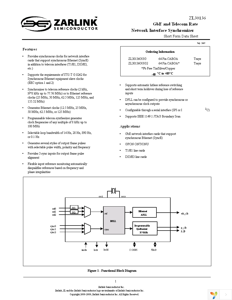 ZL30136GGG Page 1