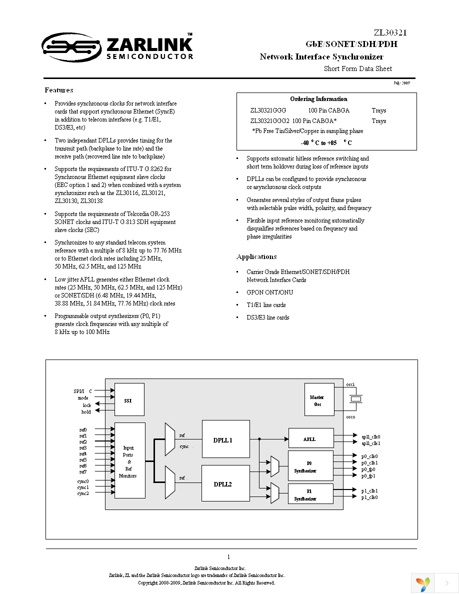 ZL30321GGG Page 1