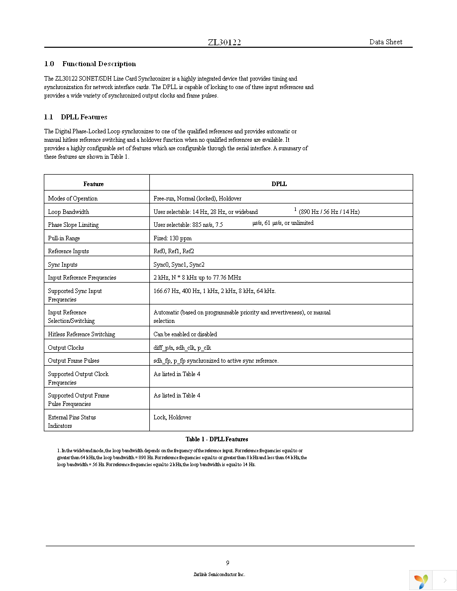 ZL30122GGG Page 9