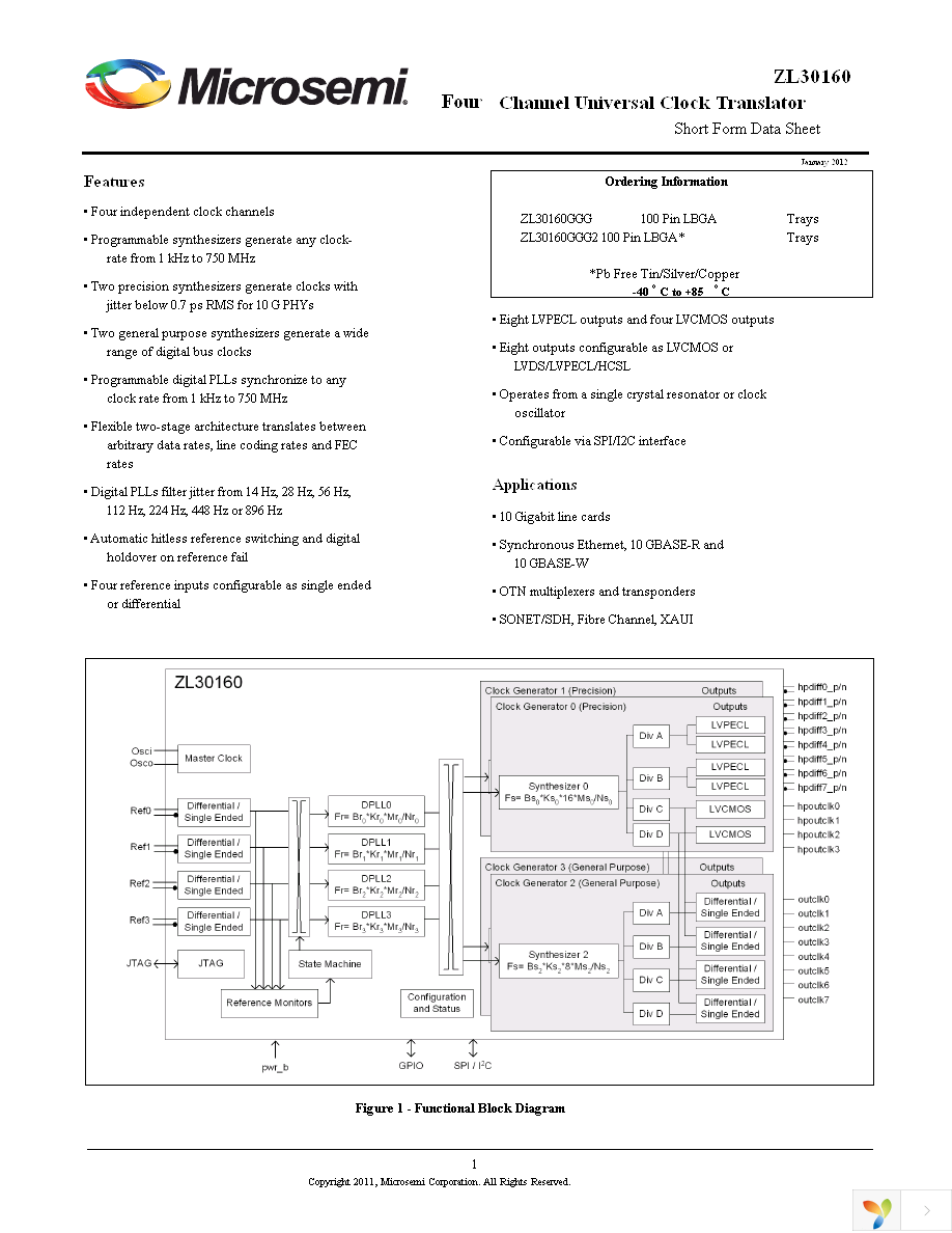 ZL30160GGG Page 1