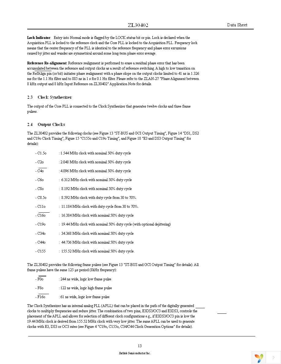 ZL30402QCG1 Page 13