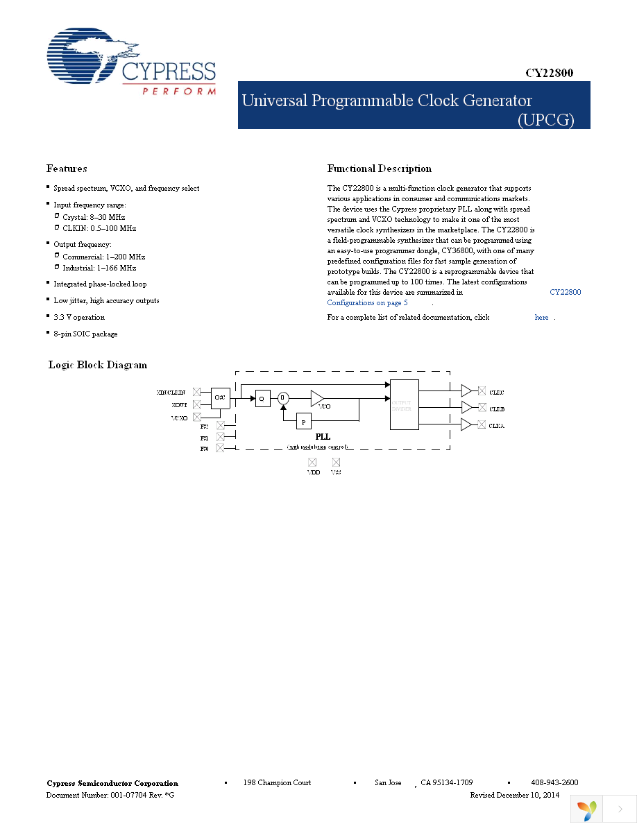 CY22800FXI Page 1