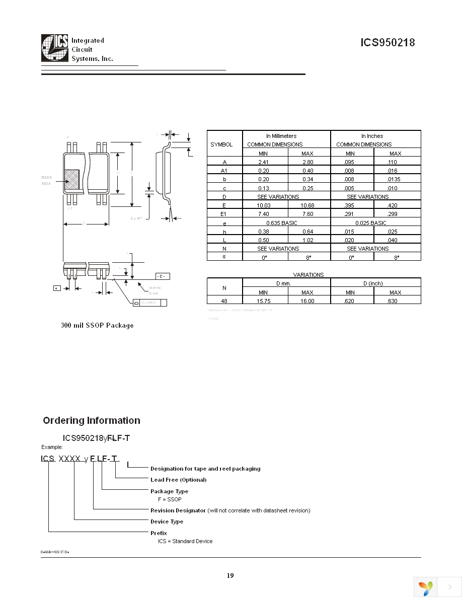 ICS950218AFLF Page 19