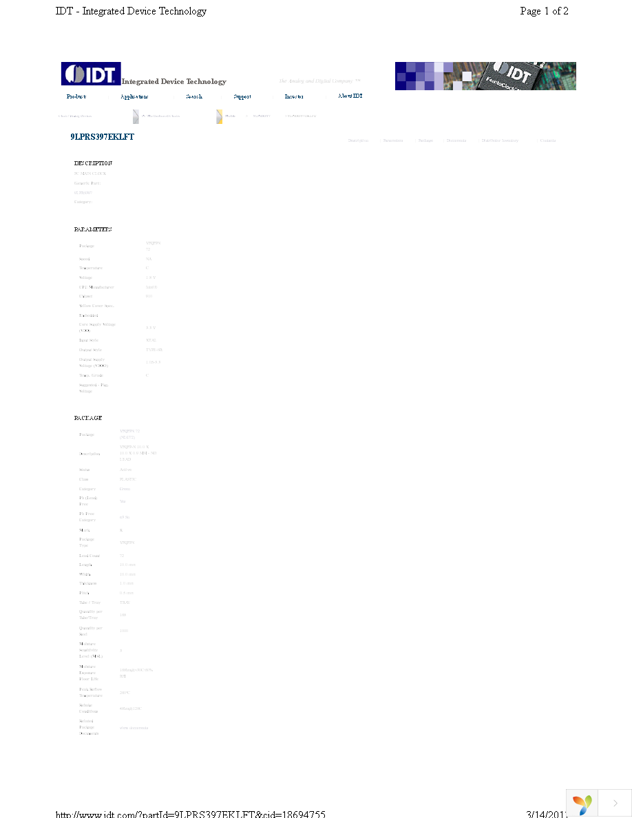 ICS9LPRS397EKLFT Page 1