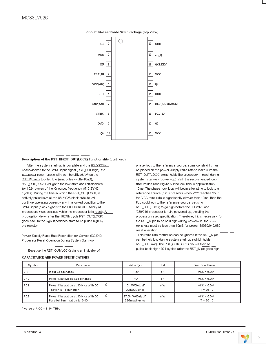 MC88LV926DWR2 Page 2