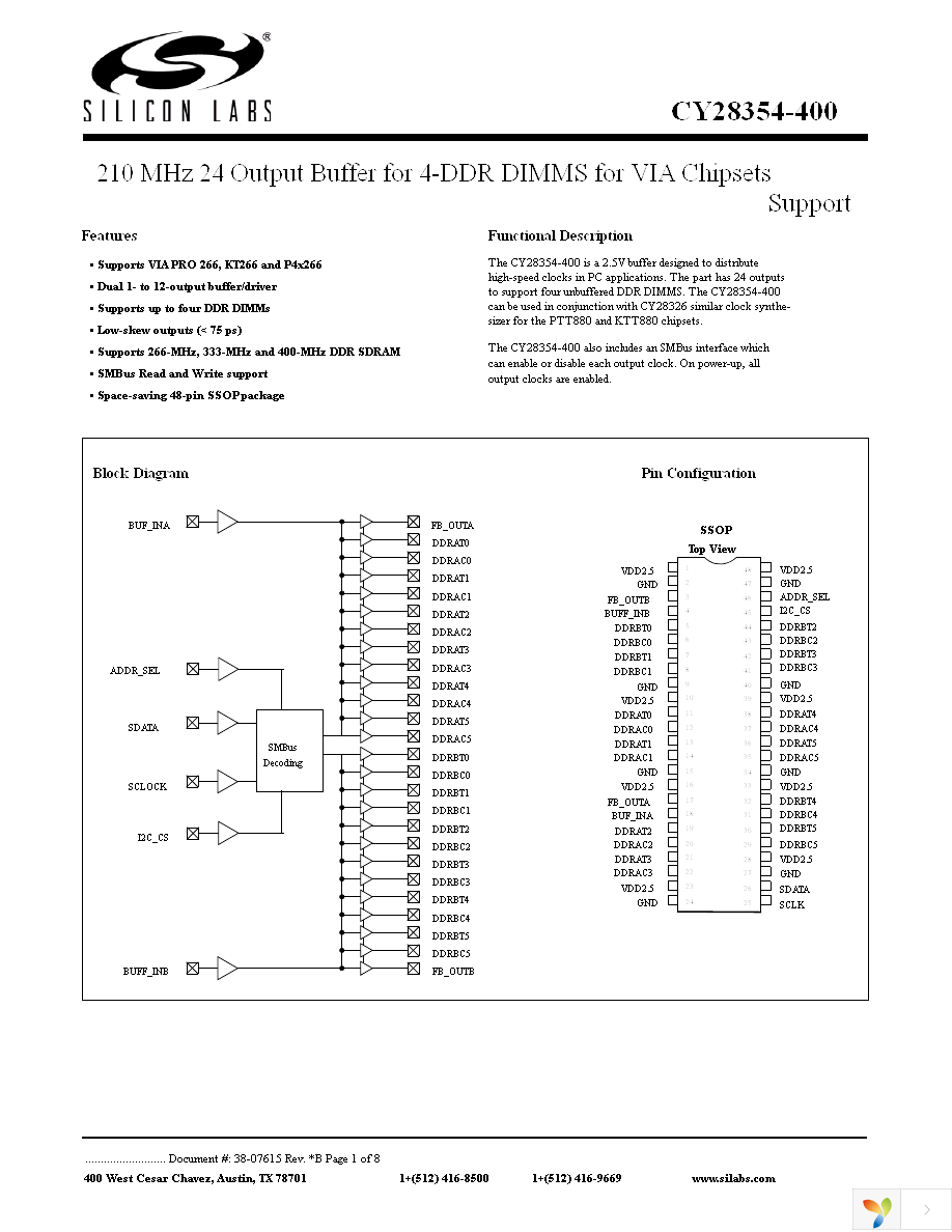 CY28354OXC-400 Page 1