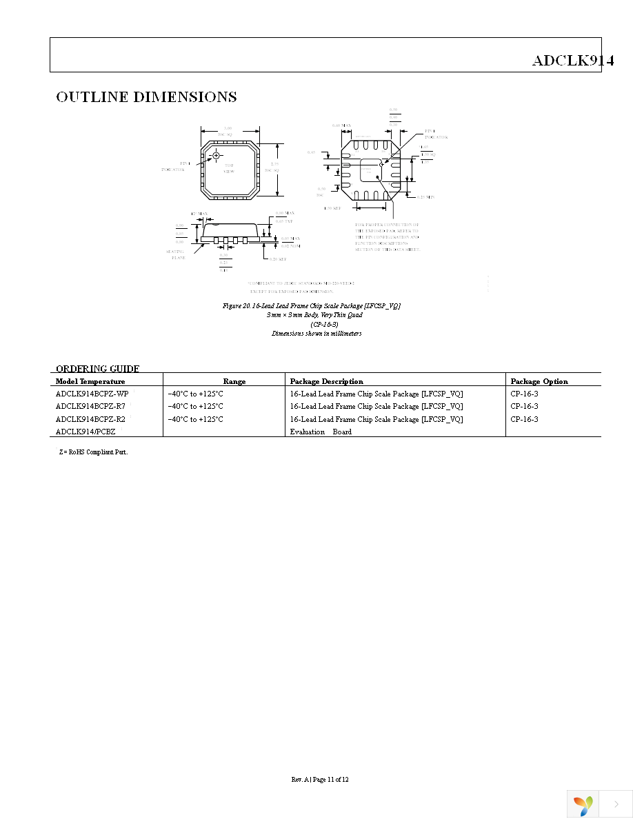 ADCLK914BCPZ-R7 Page 11