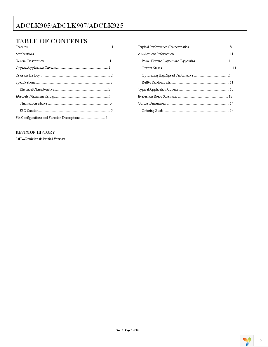 ADCLK925BCPZ-R7 Page 2