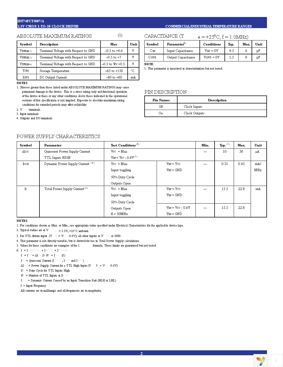 74FCT3807APYG8 Page 2