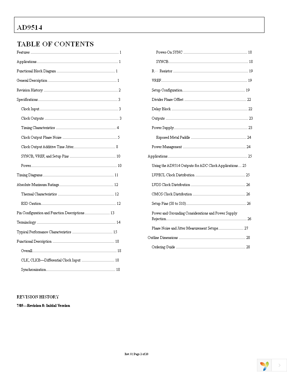 AD9514BCPZ Page 2