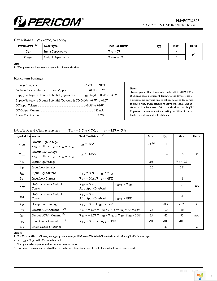 PI49FCT32805QE Page 2