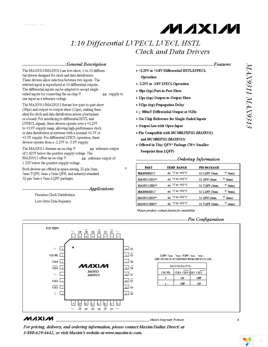 MAX9311ECJ+ Page 1