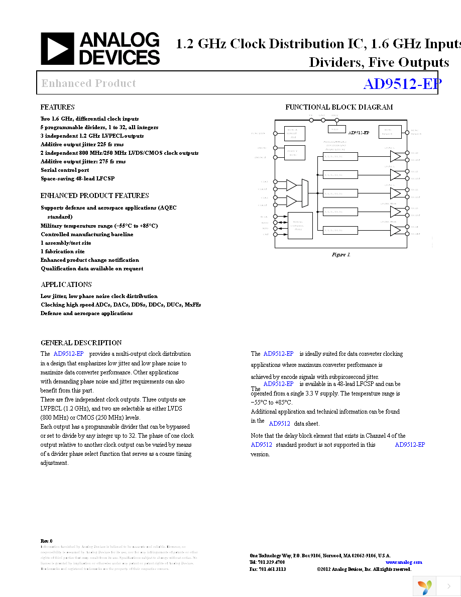 AD9512UCPZ-EP Page 1