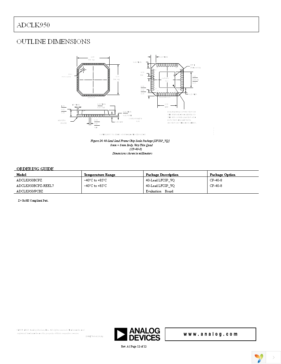 ADCLK950BCPZ Page 12