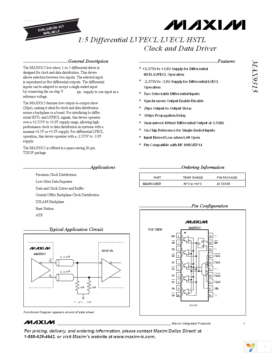 MAX9315EUP+T Page 1