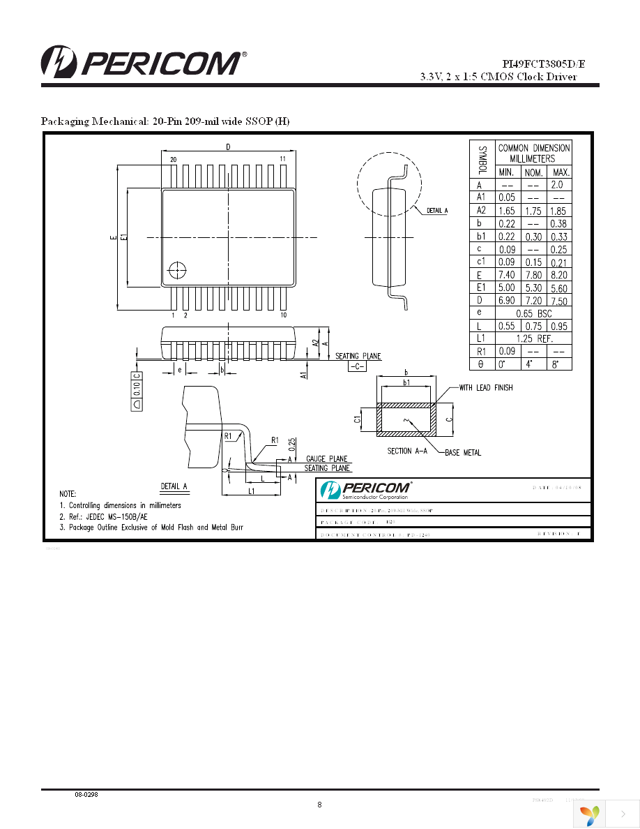 PI49FCT3805DQEX Page 8