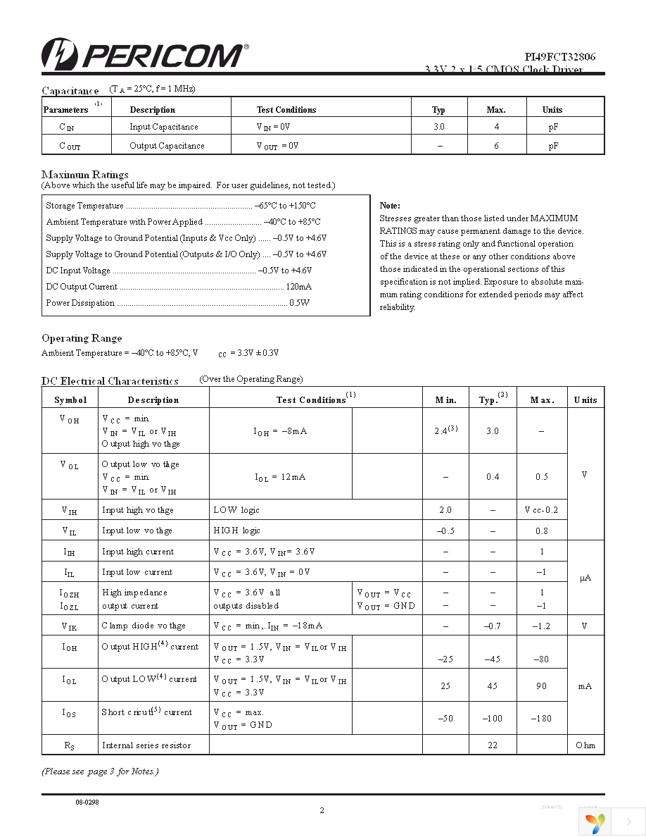 PI49FCT32806HE Page 2