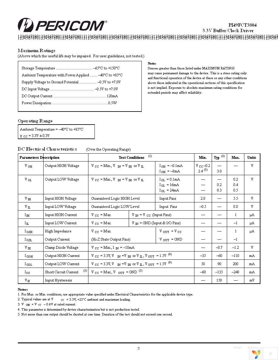 PI49FCT3804ASE Page 3