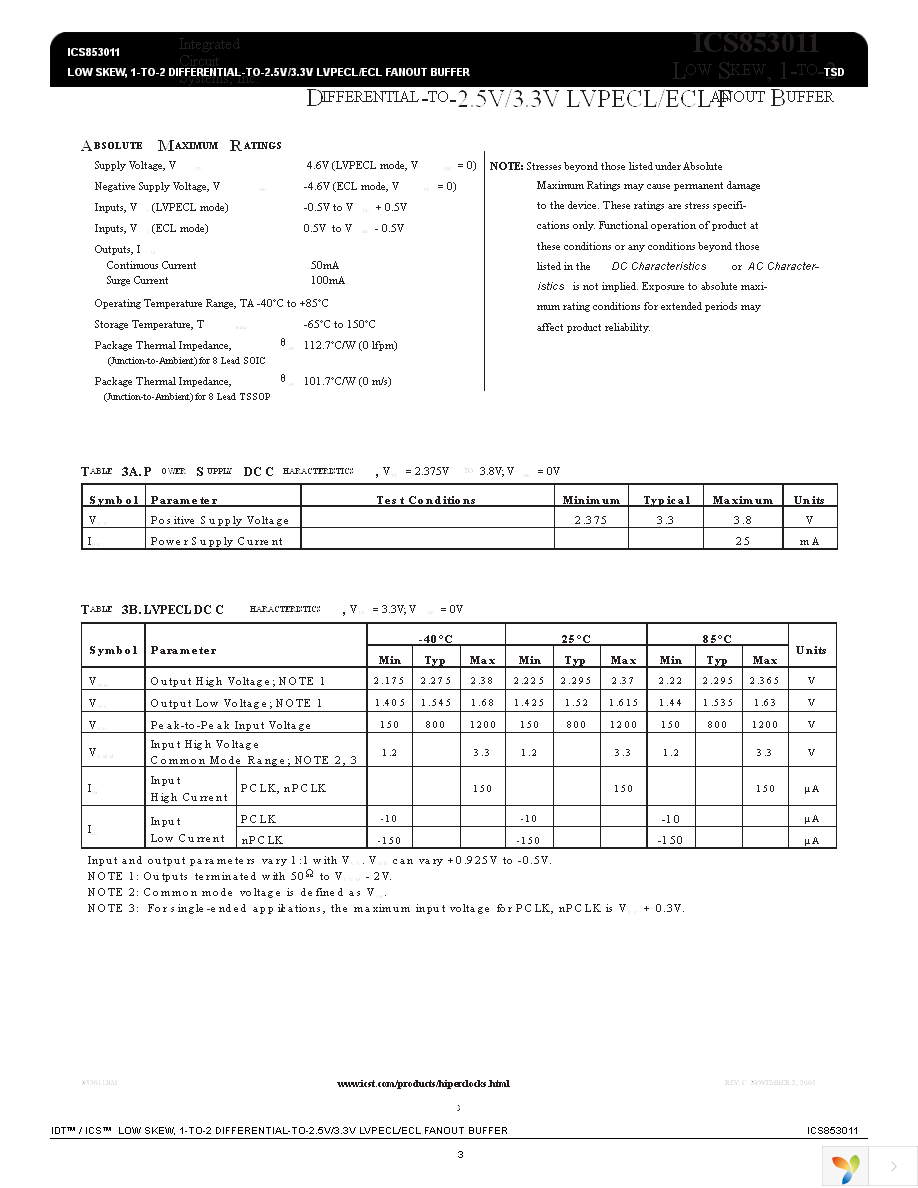 ICS853011BGLF Page 3