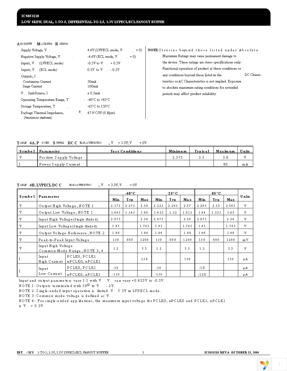 ICS853210AYLF Page 3